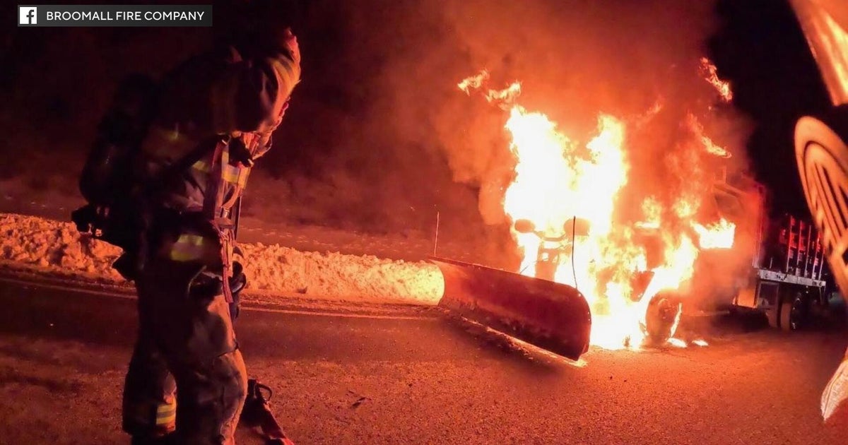 Video shows snowplow truck on fire on Pennsylvania interstate after major winter storm