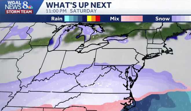 Light to moderate snow is likely Sunday for South-Central Pennsylvania as a big storm tracks just to our south. However, it's still too early to determine the exact track and snowfall amounts.