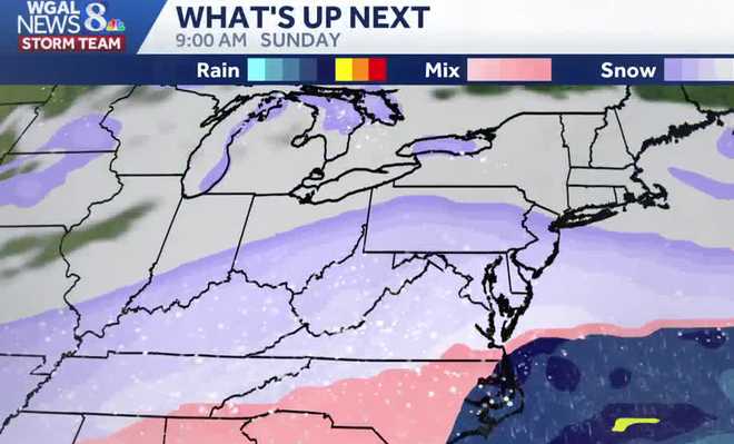 Light to moderate snow is likely Sunday for South-Central Pennsylvania as a big storm tracks just to our south. However, it's still too early to determine the exact track and snowfall amounts.