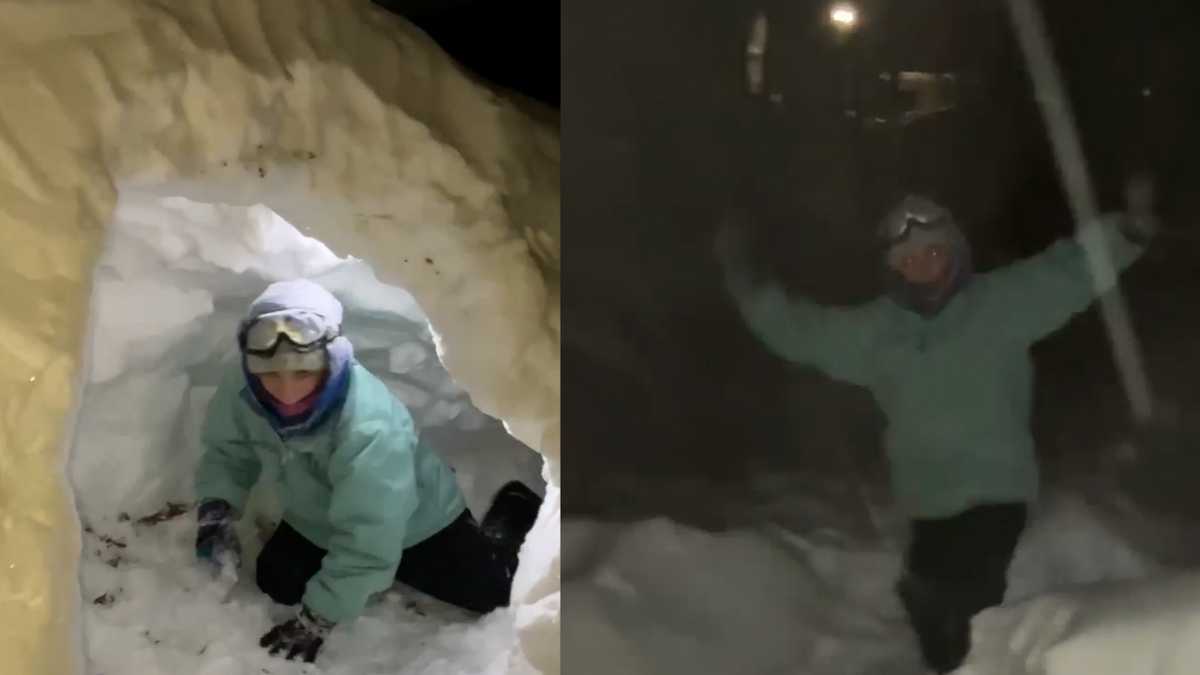 Pennsylvania girl creates cool snow tunnels during heavy snowstorm