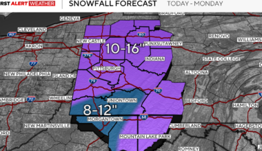 Historic snowstorm has arrived in Pittsburgh with continuous snow expected through Sunday night