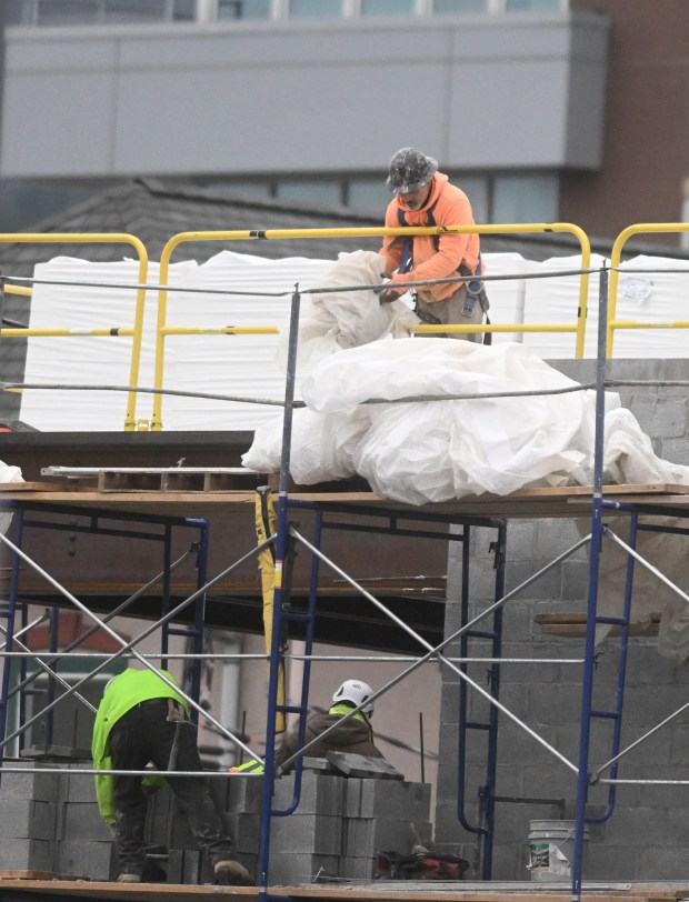 Construction continues Wednesday, Jan. 14, 2026, on the ArtsQuest Creative Factory in south Bethlehem. The 80,000-square-foot, five-story arts center that is replacing the Banana Factory is expected to open at the end of 2026 or beginning of 2027. (Amy Shortell/The Morning Call)