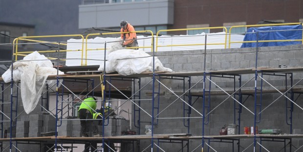 Construction continues Wednesday, Jan. 14, 2026, on the ArtsQuest Creative Factory in south Bethlehem. The 80,000-square-foot, five-story arts center that is replacing the Banana Factory is expected to open at the end of 2026 or beginning of 2027. (Amy Shortell/The Morning Call)