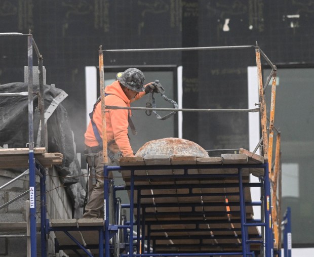 Construction continues Wednesday, Jan. 14, 2026, on the ArtsQuest Creative Factory in south Bethlehem. The 80,000-square-foot, five-story arts center that is replacing the Banana Factory is expected to open at the end of 2026 or beginning of 2027. (Amy Shortell/The Morning Call)