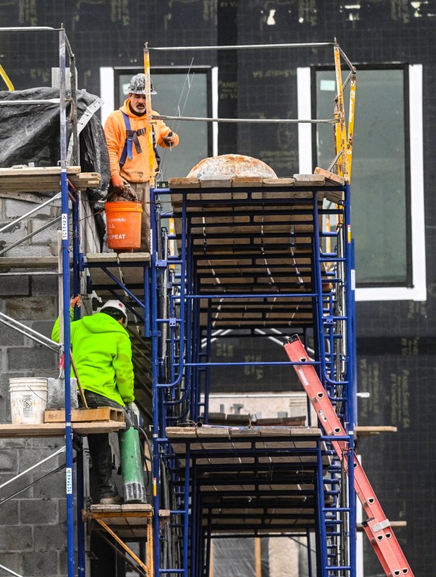 Construction continues Wednesday, Jan. 14, 2026, on the ArtsQuest Creative Factory in south Bethlehem. The 80,000-square-foot, five-story arts center that is replacing the Banana Factory is expected to open at the end of 2026 or beginning of 2027. (Amy Shortell/The Morning Call)