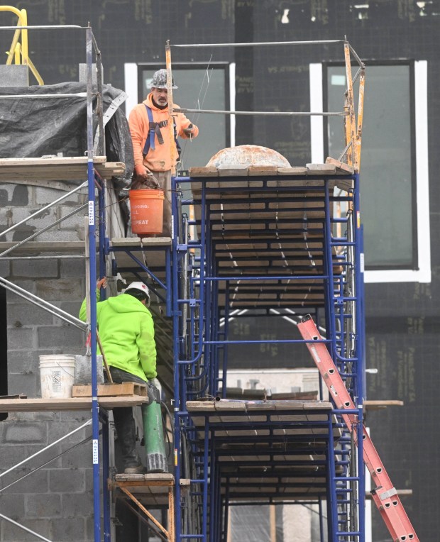 Construction continues Wednesday, Jan. 14, 2026, on the ArtsQuest Creative Factory in south Bethlehem. The 80,000-square-foot, five-story arts center that is replacing the Banana Factory is expected to open at the end of 2026 or beginning of 2027. (Amy Shortell/The Morning Call)