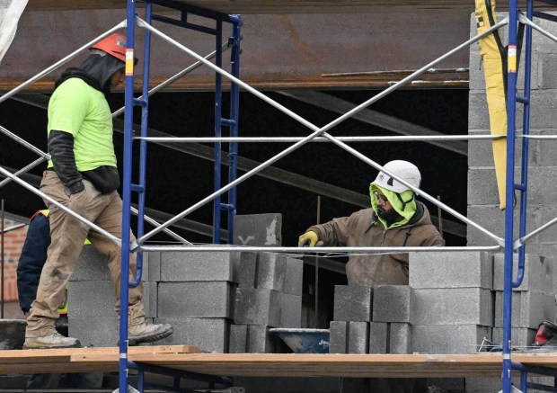 Construction continues Wednesday, Jan. 14, 2026, on the ArtsQuest Creative Factory in south Bethlehem. The 80,000-square-foot, five-story arts center that is replacing the Banana Factory is expected to open at the end of 2026 or beginning of 2027. (Amy Shortell/The Morning Call)