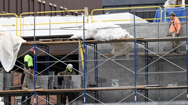 Construction continues Wednesday, Jan. 14, 2026, on the ArtsQuest Creative Factory in south Bethlehem. The 80,000-square-foot, five-story arts center that is replacing the Banana Factory is expected to open at the end of 2026 or beginning of 2027. (Amy Shortell/The Morning Call)