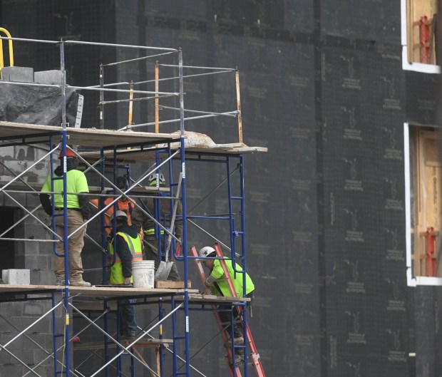 Construction continues Wednesday, Jan. 14, 2026, on the ArtsQuest Creative Factory in south Bethlehem. The 80,000-square-foot, five-story arts center that is replacing the Banana Factory is expected to open at the end of 2026 or beginning of 2027. (Amy Shortell/The Morning Call)