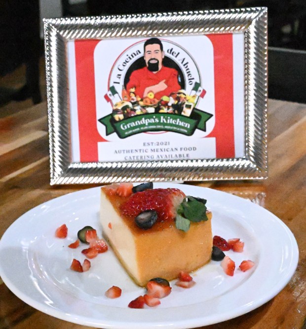 Flan is on the menu Thursday, Jan. 8, 2026, at La Cocina del Abuelo's new location on West Broad Street in Bethlehem. (Amy Shortell/The Morning Call)