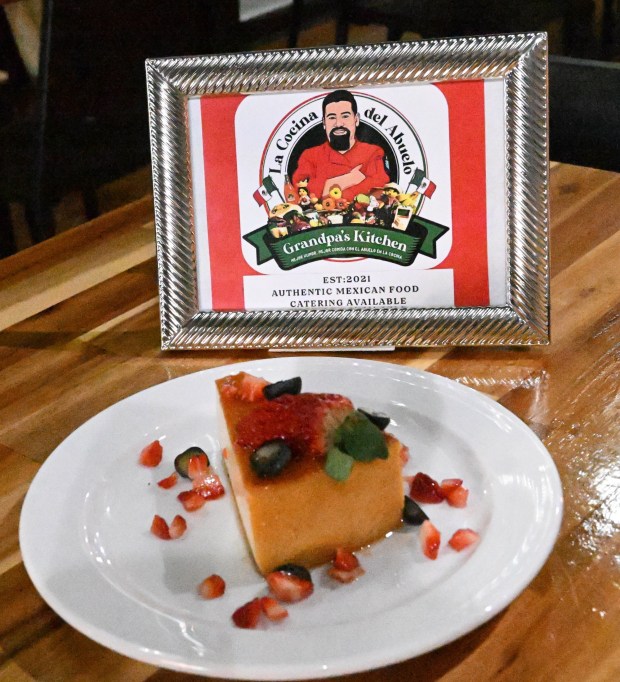 Flan is on the menu Thursday, Jan. 8, 2026, at La Cocina del Abuelo's new location on West Broad Street in Bethlehem. (Amy Shortell/The Morning Call)