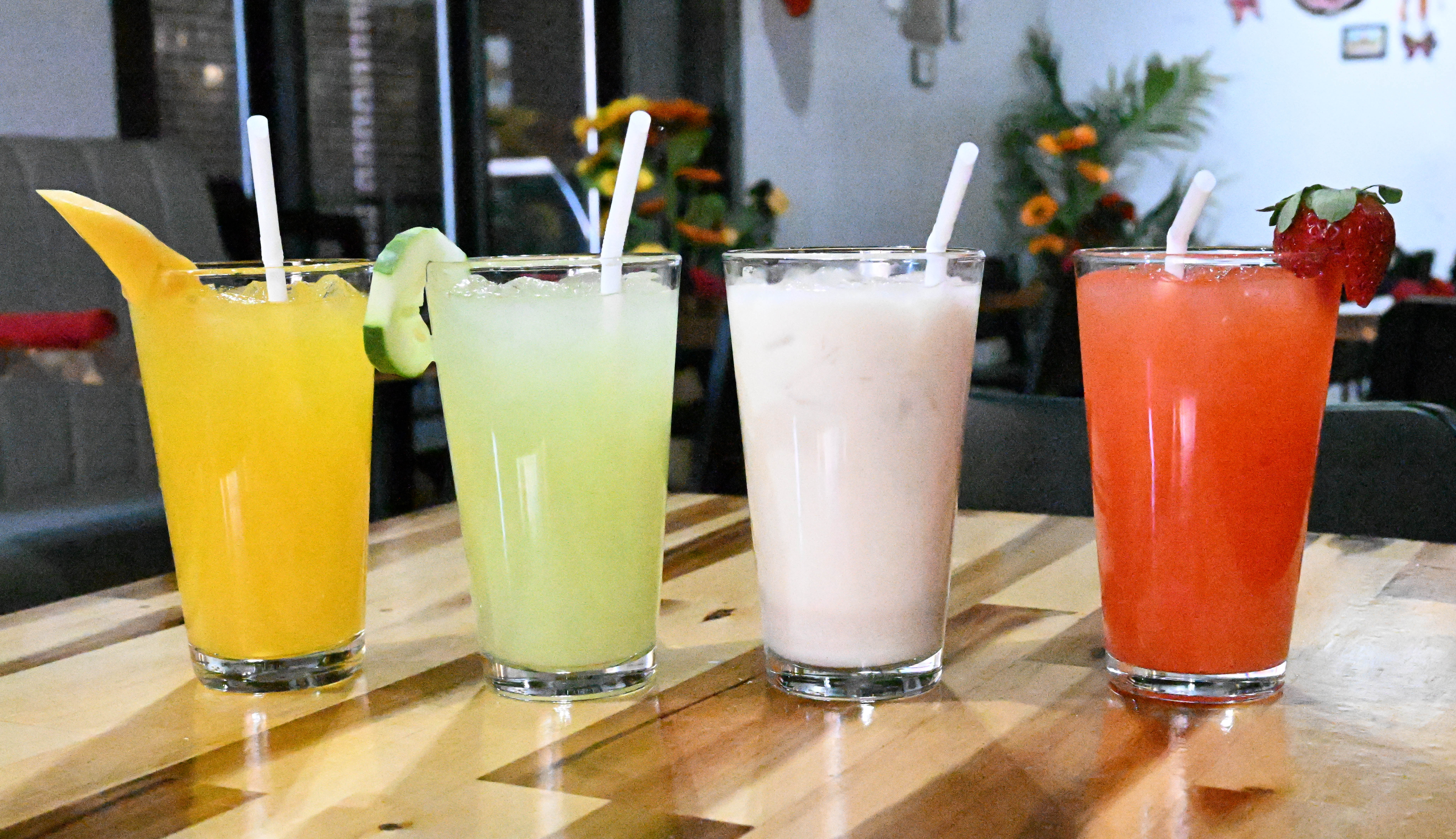 A variety of Fresca drinks in strawberry, cucumber, horchata and...