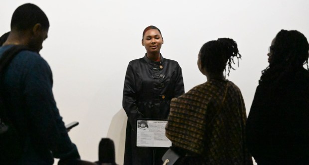 Jay Becerril portray's Coretta Scott King during a celebration Sunday, Jan. 18, 2026, to mark Martin Luther King Jr. Day at the Moravian University's Foy Hall in Bethlehem. The event was held by Second Baptist Church, Central Moravian Church, Bethlehem Area Moravians, Moravian University School of Theology and Bethlehem Interfaith Group. (Amy Shortell/The Morning Call)