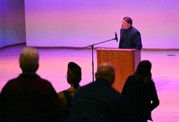 Rabbi Micheal Singer speaks during a celebration Sunday, Jan. 18, 2026, to mark Martin Luther King Jr. Day at the Moravian University's Foy Hall in Bethlehem. The event was held by Second Baptist Church, Central Moravian Church, Bethlehem Area Moravians, Moravian University School of Theology and Bethlehem Interfaith Group. (Amy Shortell/The Morning Call)