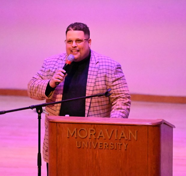 Bishop Elect Paul Patrick speaks during a celebration Sunday, Jan. 18, 2026, to mark Martin Luther King Jr. Day at the Moravian University's Foy Hall in Bethlehem. The event was held by Second Baptist Church, Central Moravian Church, Bethlehem Area Moravians, Moravian University School of Theology and Bethlehem Interfaith Group. (Amy Shortell/The Morning Call)