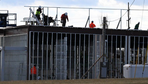 Construction crews continue work on a gas station Wednesday, Jan. 7, 2026, in Allen Township, taking advantage of mild temperatures. The high temperature reaching into the 50s Wednesday, well above the average 30 degrees on Jan. 7. (Amy Shortell/The Morning Call)
