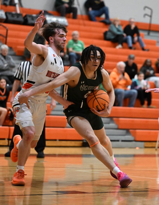 Central Catholic's 's Yariel Gonzalez drives down the court Monday, Jan. 12, 2026, during a game against Northampton at Northampton Area High School. (Amy Shortell/The Morning Call)