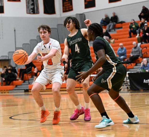 Northampton's Leo Regec drives down the court Monday, Jan. 12, 2026, during a game against Allentown Central Catholic at Northampton Area High School. (Amy Shortell/The Morning Call)