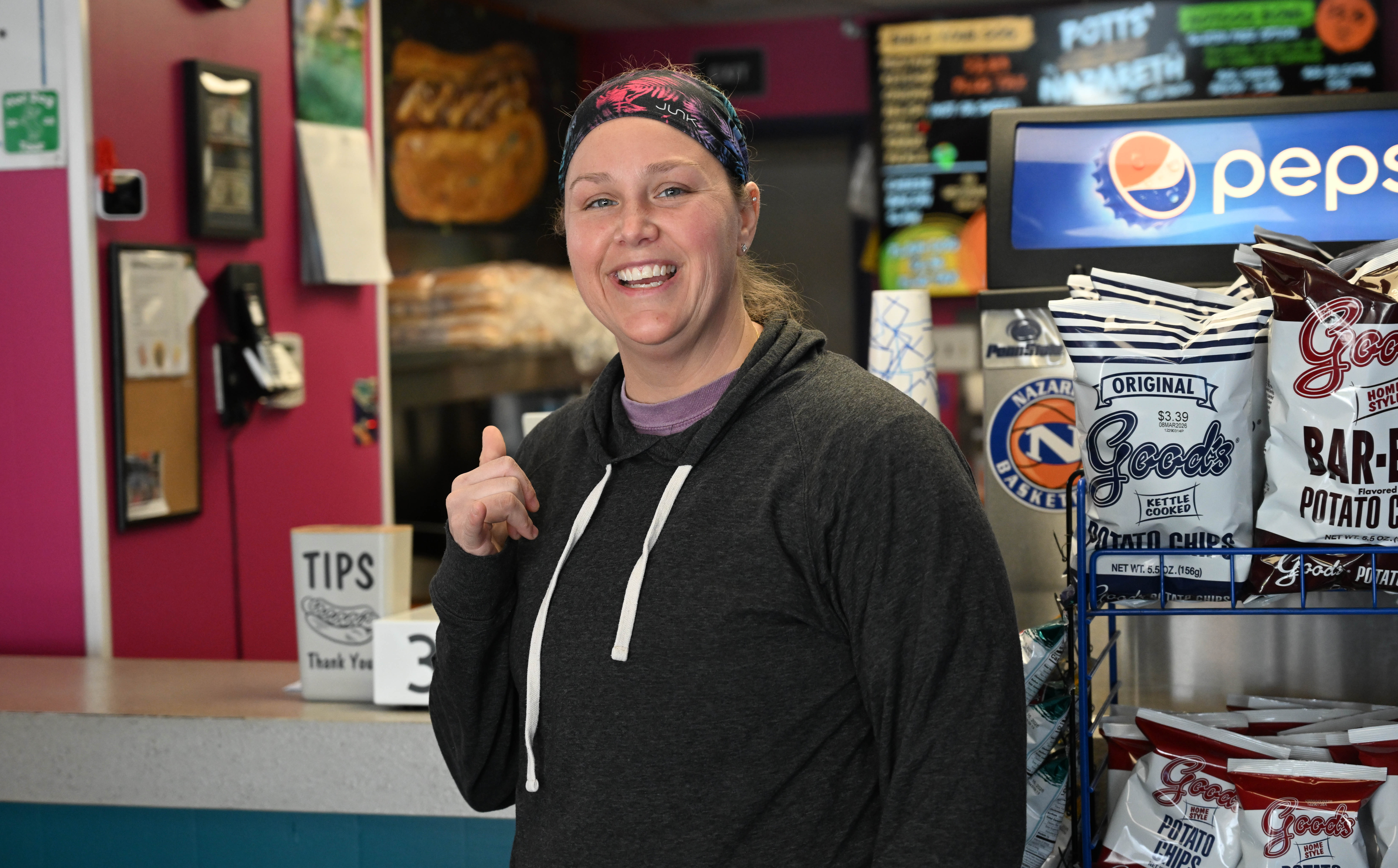 Potts’ Nazareth owner Courtney Beahn stands Wednesday, Jan. 28, 2026,...