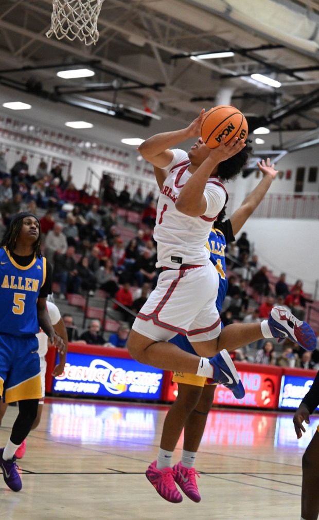 Parkland's Tristan Lawrence shoots the ball Tuesday, Jan. 20, 2026, during a game against Allen High School at Parkland High School. (Amy Shortell/The Morning Call)