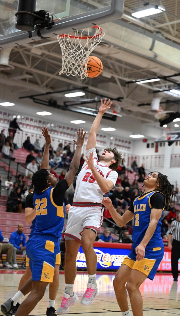 Parkland's Tyler Beck shoots the ball Tuesday, Jan. 20, 2026, during a game against Allen High School at Parkland High School. (Amy Shortell/The Morning Call)