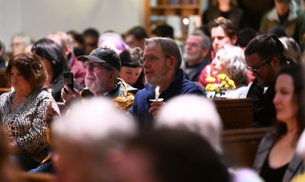 People attend a vigil for Renee Nicole Good, the woman shot and killed by a federal immigration agent in Minneapolis, on Friday, Jan. 9, 2026, at the Cathedral Church of the Nativity in Bethlehem.