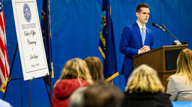 Josh Siegel speaks Monday, Jan. 5, 2026, during his swearing-in ceremony for Lehigh County executive at The Boys and Girls Club of Allentown Cumberland Gardens Clubhouse. (April Gamiz / The Morning Call)