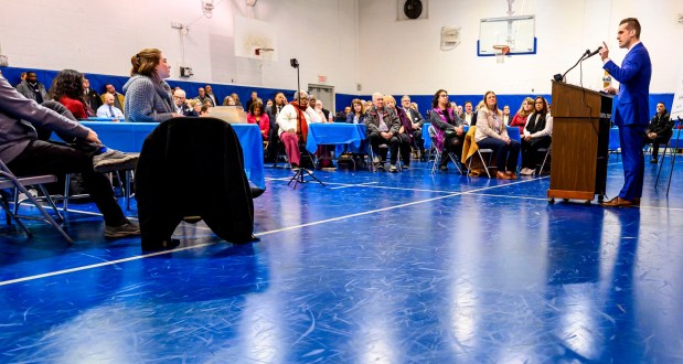 Josh Siegel speaks Monday, Jan. 5, 2026, during his swearing-in ceremony for Lehigh County executive at The Boys and Girls Club of Allentown Cumberland Gardens Clubhouse. (April Gamiz / The Morning Call)