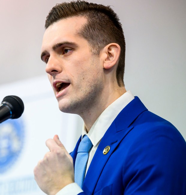Josh Siegel speaks Monday, Jan. 5, 2026, during his swearing-in ceremony for Lehigh County executive at The Boys and Girls Club of Allentown Cumberland Gardens Clubhouse. (April Gamiz / The Morning Call)