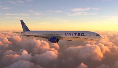 Boeing 777 United Airlines Flying Over Amazing Sunset 3d Illustration, 26 Jul. 2022, Sao Paulo, Brazil.