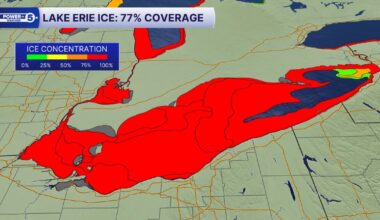 Rapid ice growth on Lake Erie means a rapid drop in lake effect snow