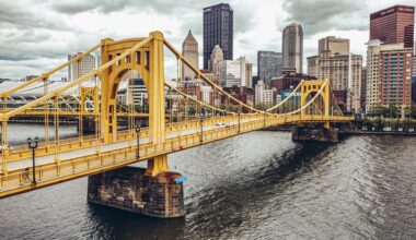 A beautiful view of the famous Rachel Carson Bridge in Pittsburgh, Pennsylvania