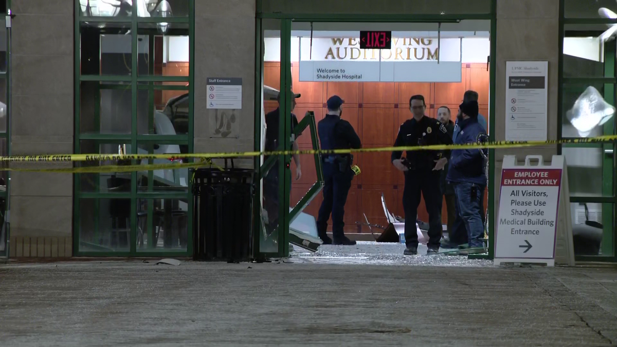 Vehicle crashes into door at UPMC Shadyside