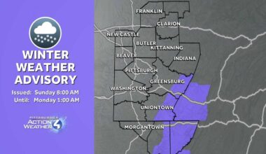 Advisory in place for parts of Western Pa. Sunday