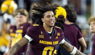 Jordyn Tyson WR Arizona State Sun Devils. Mandatory Credit: Mark J. Rebilas-Imagn Images