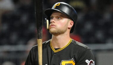 Jul 9, 2018; Pittsburgh, PA, USA;  Pittsburgh Pirates batter  Austin Meadows (17) reacts after striking out in the eighth inning against the Washington Nationals at PNC Park. Mandatory Credit: Philip G. Pavely-Imagn Images