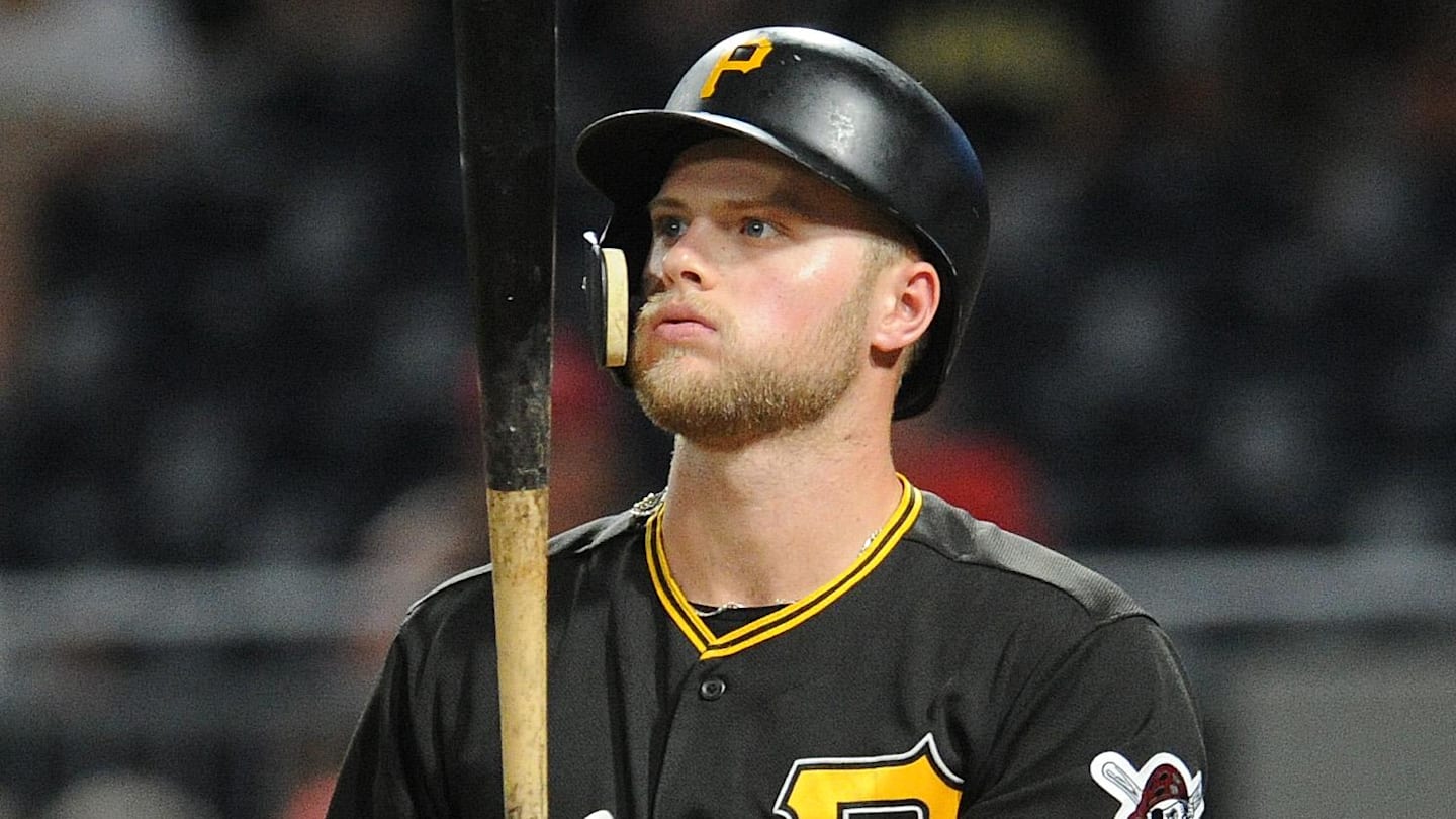 Jul 9, 2018; Pittsburgh, PA, USA;  Pittsburgh Pirates batter  Austin Meadows (17) reacts after striking out in the eighth inning against the Washington Nationals at PNC Park. Mandatory Credit: Philip G. Pavely-Imagn Images