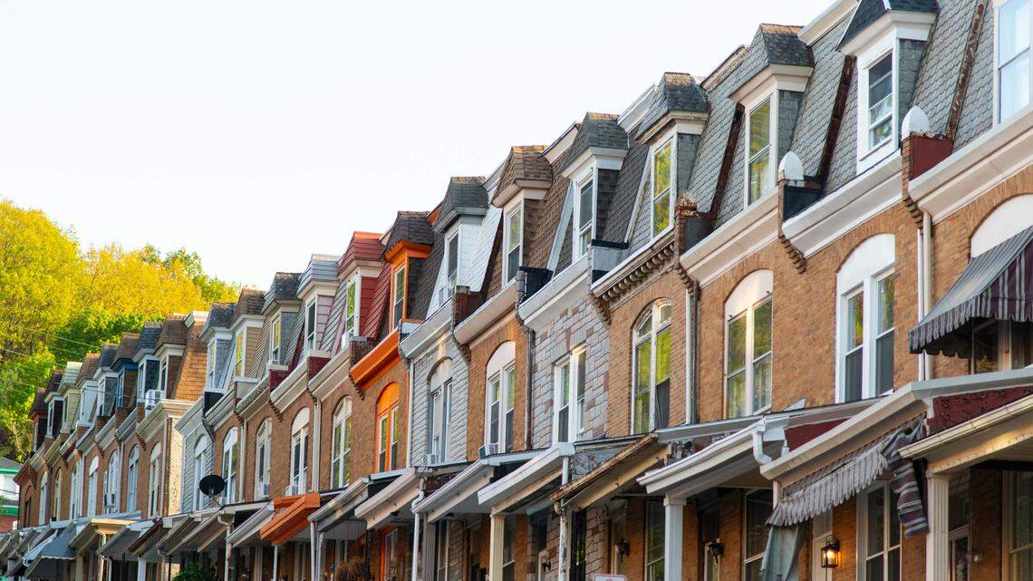 Row homes are pictured in Reading. The governor’s new housing plan is a wide-ranging effort to tackle Pennsylvania’s housing crisis.