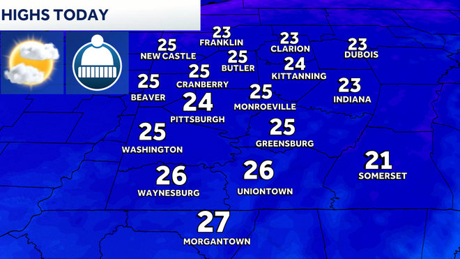 western pa: colder again, more light snow on friday