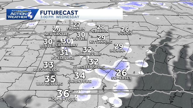 pittsburgh: winter feel returns with scattered snow