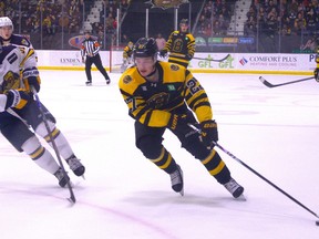 Brantford Bulldogs forward Caleb Malhotra set the franchise rookie single-season scoring record in a game against the Erie Otters at the TD Civic Centre in Brantford on Feb. 13.