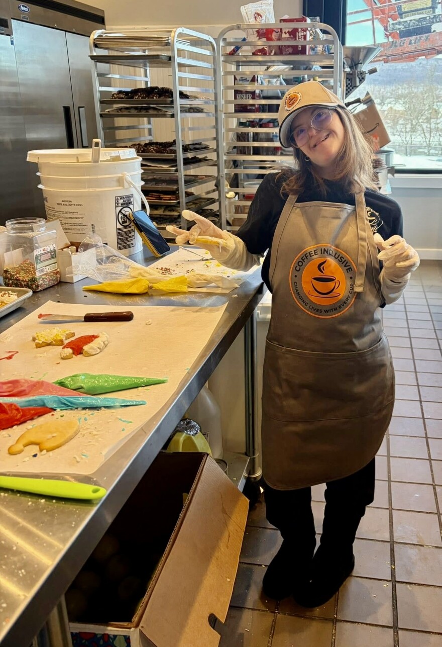 Norah Carey works at Coffee Inclusive in Pittston. It's a cafe that employs people with disabilities.