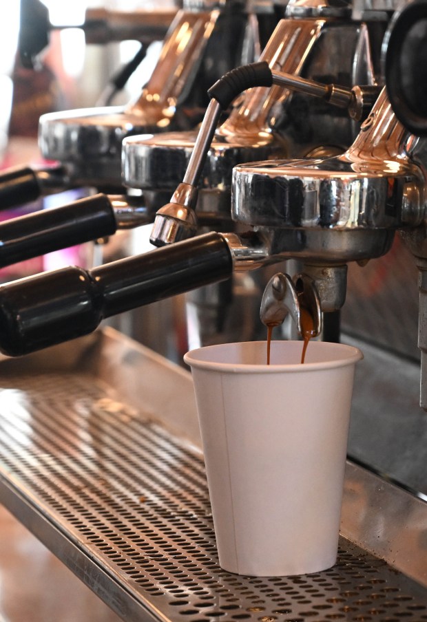 Natasha Obleschuk makes an affogato Saturday, Feb. 7, 2026, at Inside Scoop in Coopersburg. The shop featured special ice cream dishes to celebrate National Ice Cream for Breakfast Day. (Amy Shortell/The Morning Call)