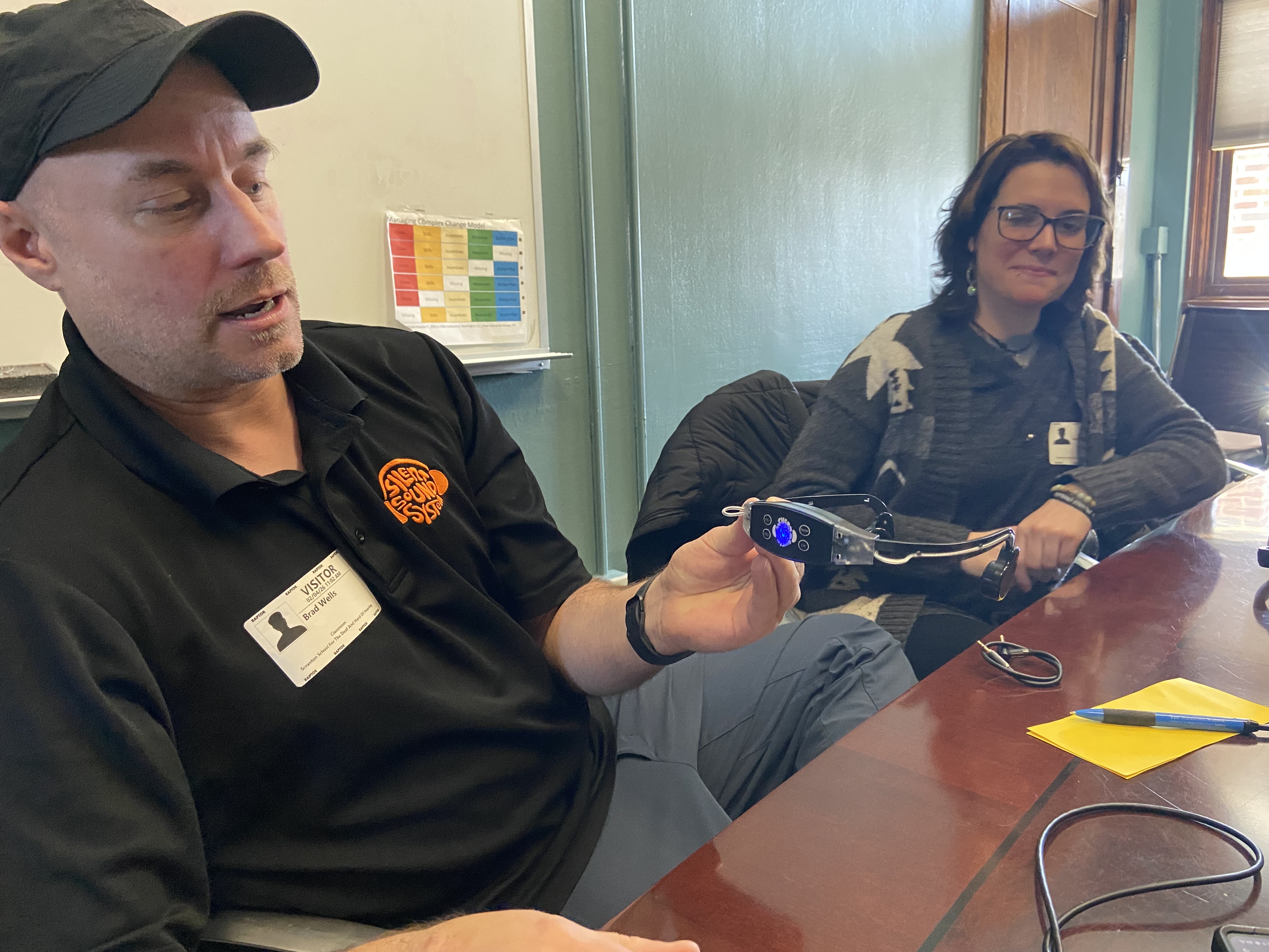 Brad Wells, managing director of Silent Sound System, shows the...