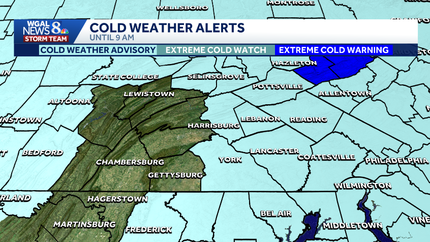 Cold weather advisory issued for parts of Pa.