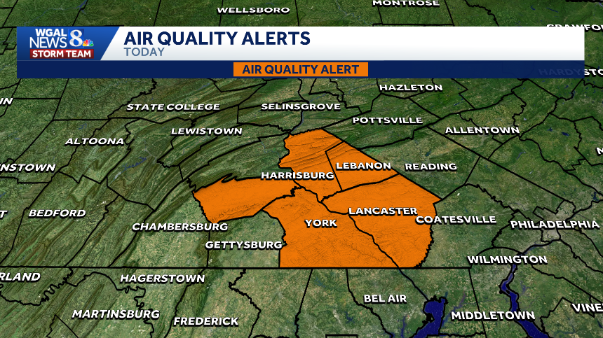 Air quality alert in effect for parts of south-central Pa.