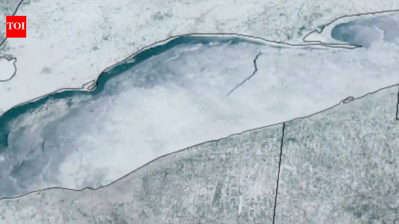 From Canada to Ohio: An 80-mile ice crack rips across Lake Erie and it is visible from space |