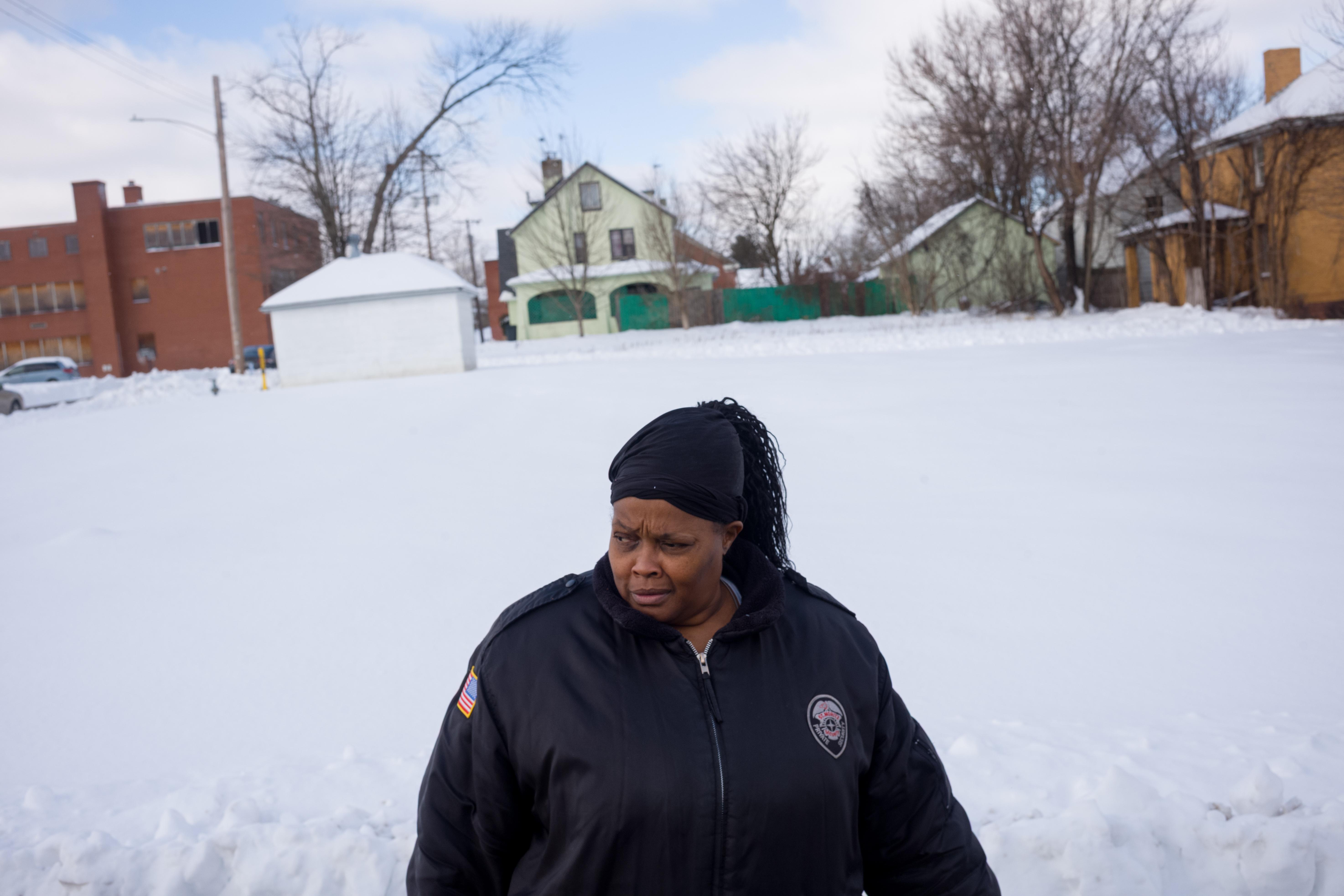 Carla Beard-Owens walks to church in Clairton, Pa., on Sunday,...