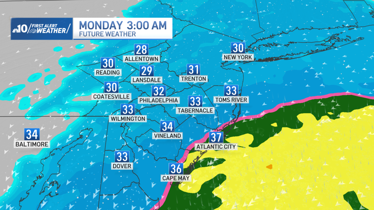 Mix of rain, light snow to fall in Philadelphia area on Sunday – NBC10 Philadelphia