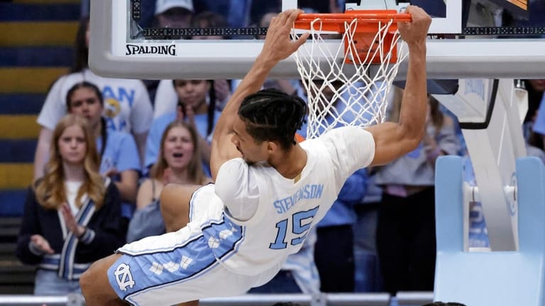 North Carolina forward Jarin Stevenson (15) follows through on a...